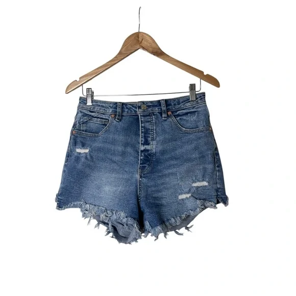 We The Free People CRVY Vintage High Rise Shorts Raw Hem Denim Stretch 29 2399 - Picture 4 of 7